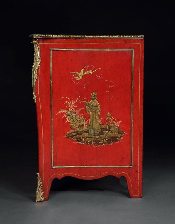 Pierre Langlois - A Ormolu mounted scarlet japanned commode | MasterArt